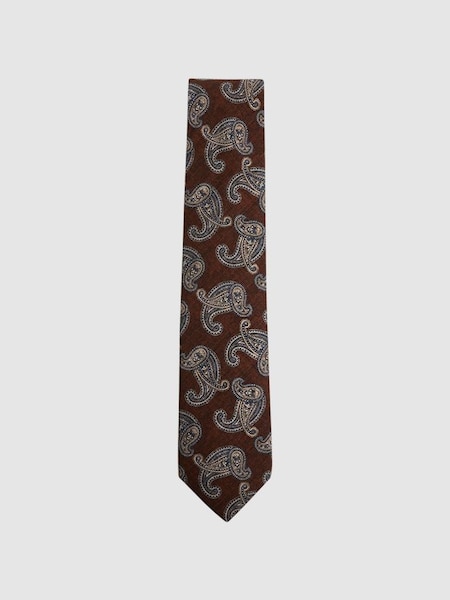 Cravate marron à imprimé cachemire (C29431) | 85 €