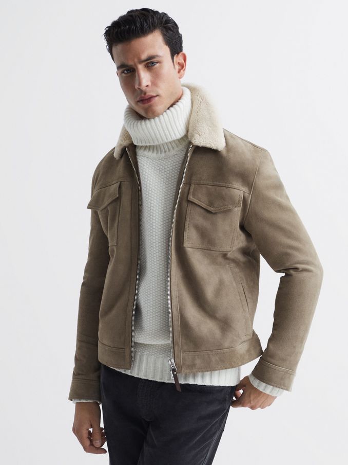 Reiss mens leather jacket sale hot sale