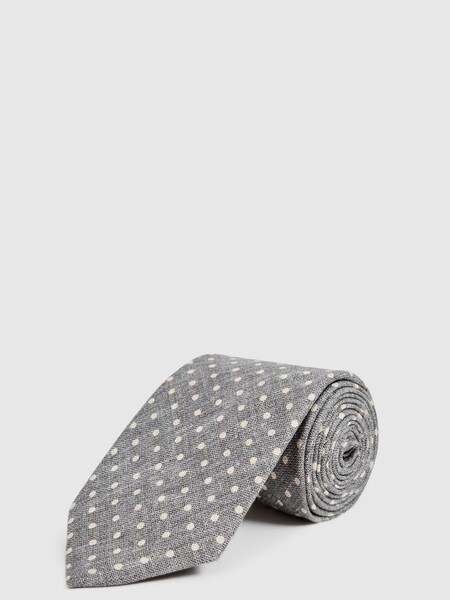 Silk Polka Dot Tie in Grey (C31415) | $89