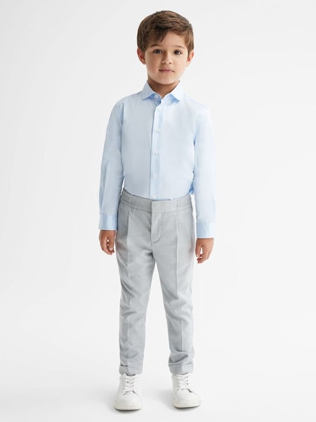 Chemise en coton coupe slim, bleu doux (C31677) | 45 €