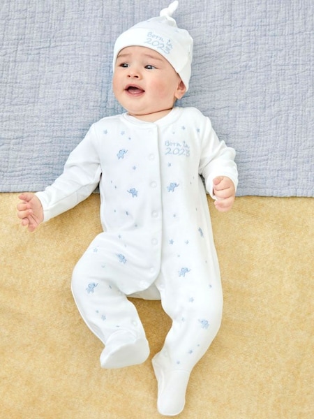 Born in 2023 Embroidered Sleepsuit in Blue (C34214) | €27.50