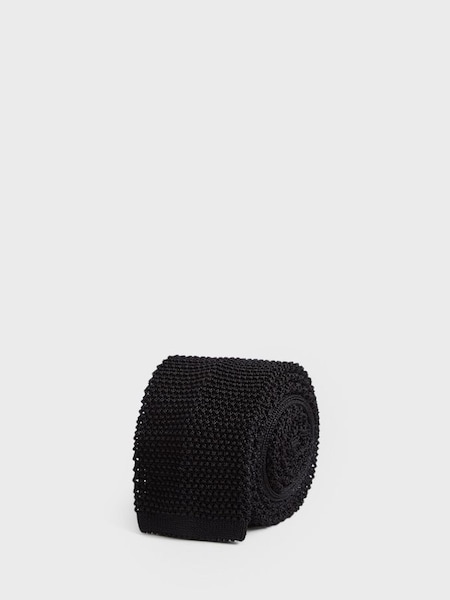 Knitted Silk Tie in Black (C36641) | €48