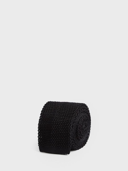 Knitted Silk Tie in Black (C36641) | $76