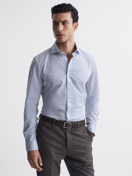 Slim Fit Striped Shirt in Blue/White (C37553) | $119