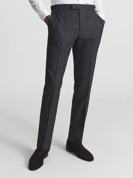 Textured Slim Fit Trousers in Charcoal (C42012) | SAR 312