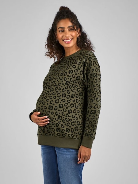 Khaki Green Animal Print Maternity & Nursing Sweatshirt (C46729) | €46.50