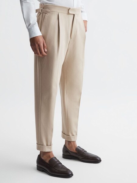 Relaxed Fit Twill Trousers in Stone (C47735) | $156
