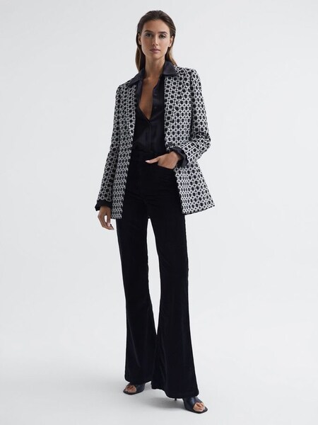 Single Breasted Jacquard Blazer in Black/White (C52552) | $307