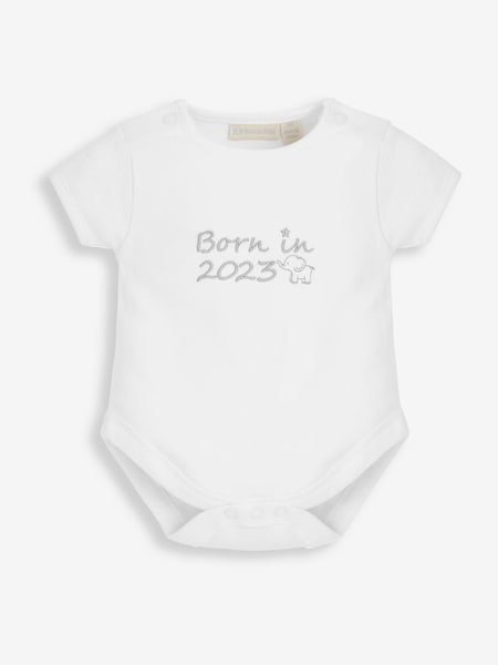 Born in 2023 Embroidered Body in White (C59753) | $19