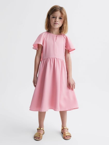 Junior Satin Midi Dress in Pink (C60002) | $113