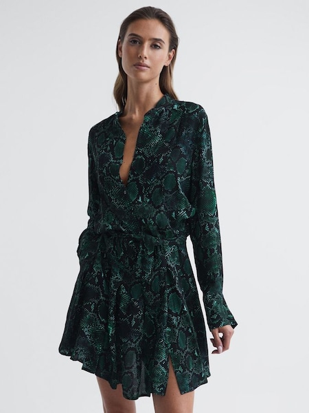 Flippy mini-jurk met slangenprint in groen (C60948) | € 136