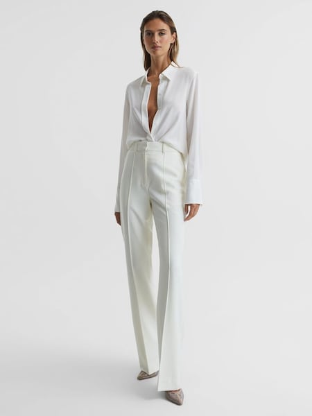 Flared Tuxedo Trousers in White (C65209) | $144