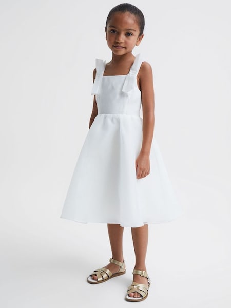 Robe Grande occasion junior en tulle à bretelles en ivoire (C66789) | 82 €