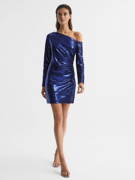Sequined Mini Dress in Blue (C70697) | $192
