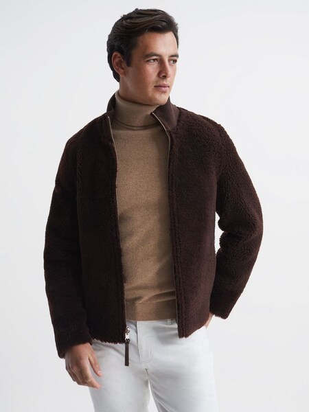 Reversible Shearling Jacket in Chocolate (C70732) | €744