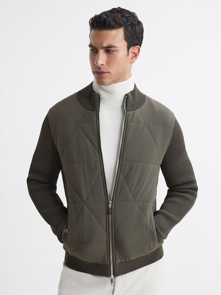Hybrid Zip-Through Quilted Jacket in Forest Green (C71110) | $195
