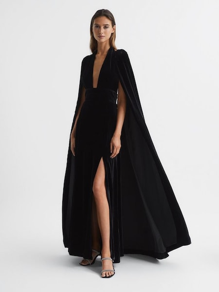 Velvet Maxi Dress in Black (C73484) | $820