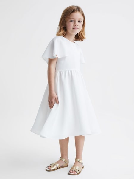 象牙白小童款緞面中長連衣裙 (C79328) | HK$831