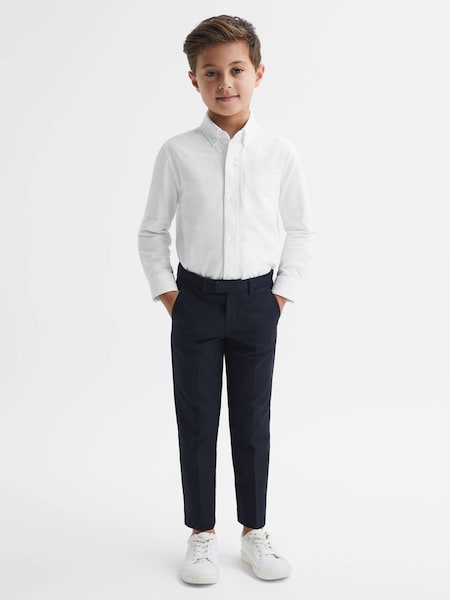 Slim-fit Oxford senioroverhemd met knopen in wit (C79883) | € 45