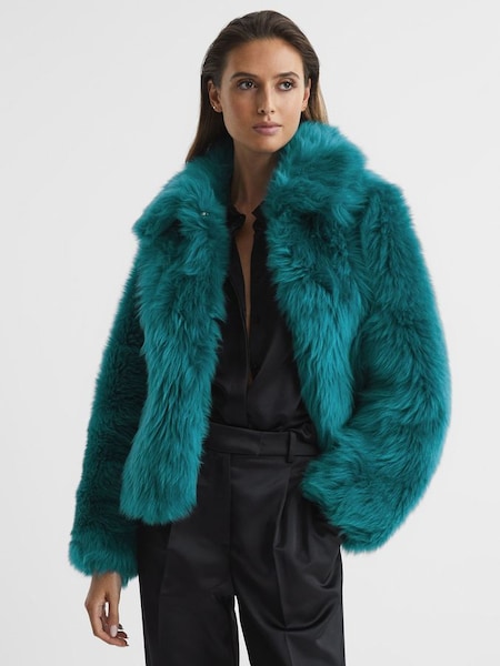 藍綠色短款羊毛外套 (C80719) | HK$9,381
