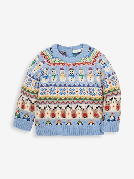 Snowman Fair Isle Jumper in Blue (C81002) | €17.50