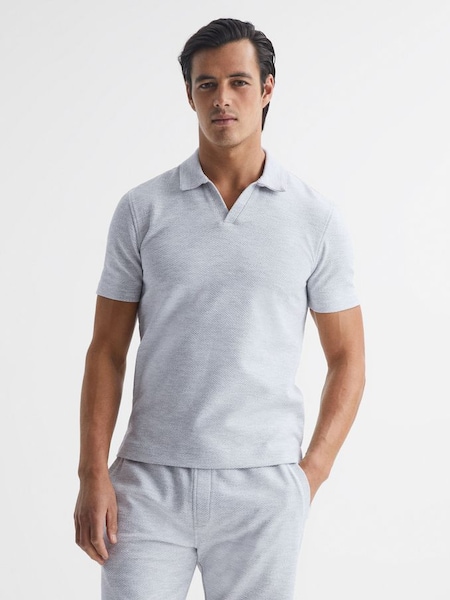 Short Sleeve Open Collar Polo Shirt in Grey Melange (C81382) | $76