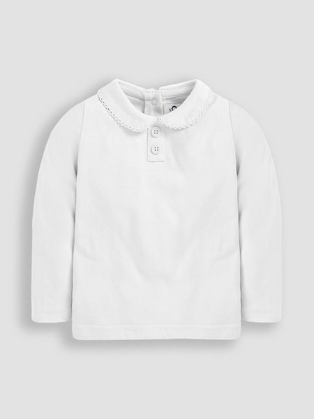 Plain Peter Pan Long Sleeve Top in White (C84975) | $22