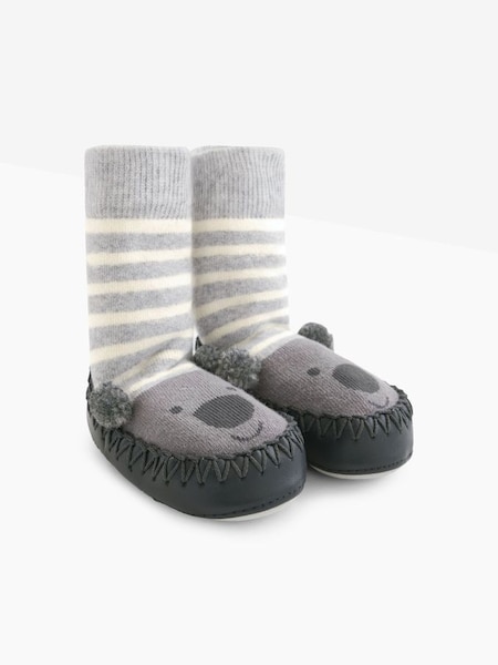 Koala Moccasin Slipper Socks in Marl Grey (C87511) | $20