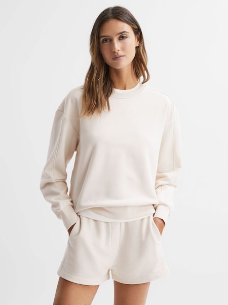Cotton Blend Sweatshirt in Ivory (C87907) | $160