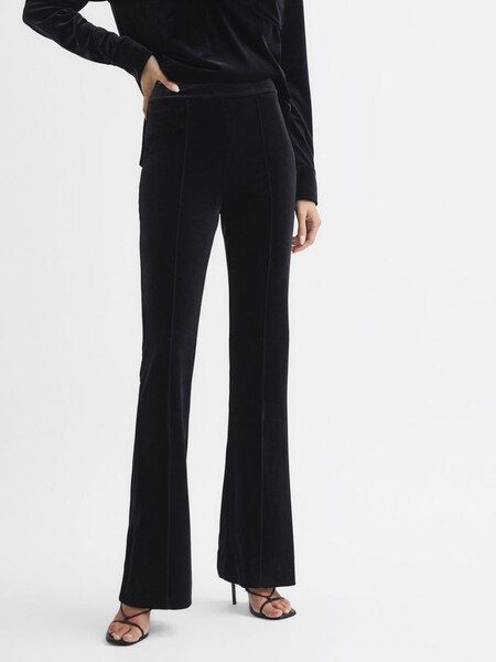 Velvet Flared Trousers in Black (C87950) | $80