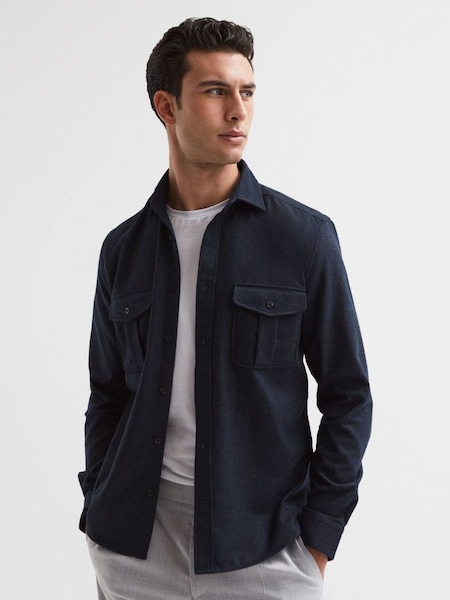 Brushed Twin Pocket Overshirt in Navy (C89916) | CHF 91