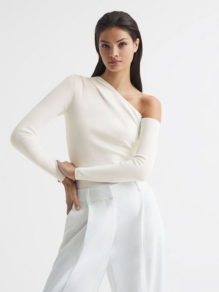 Off-Shoulder Fitted Top in Ivory (C92993) | HK$753