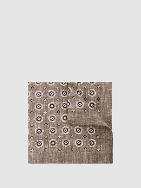 Reiss Grey Printed Pocket Square in Grey Melange (C93545) | $75