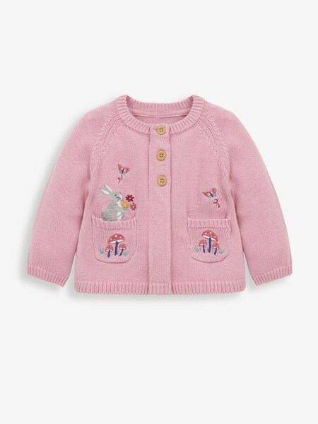 Woodland Friends Pocket Cardigan with Pet in The Pocket in Pink (C94921) | $40