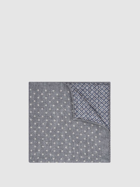 Reversible Silk Pocket Square in Soft Grey (C96389) | $75