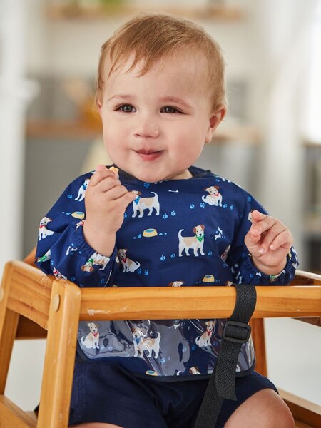 Deluxe Sleeved Bib in Navy Blue Dog (C97914) | €10