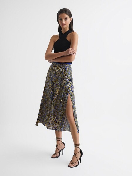 Printed Slip Skirt in Blue (C99454) | $89