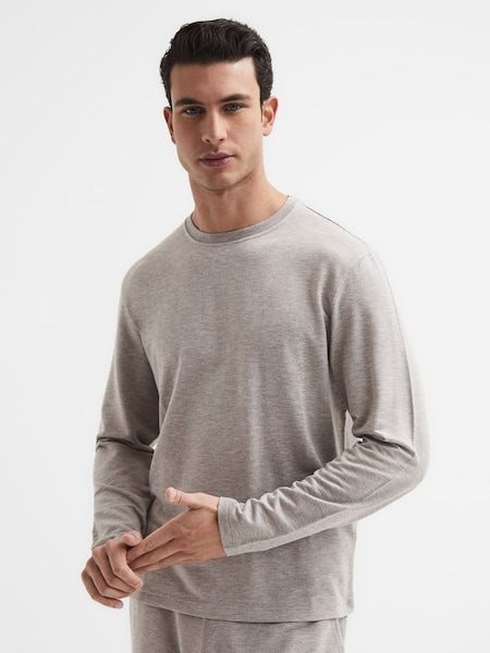 Pull ras du cou taupe chiné (D00254) | 95 €