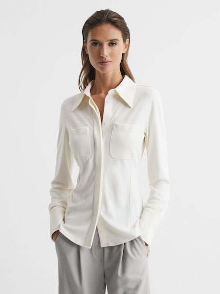 Long Sleeve Jersey Shirt in Ivory (D00285) | $295