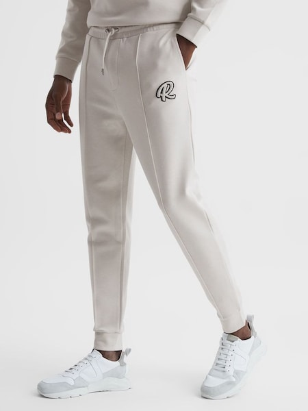 Pantalons de jogging d'intérieur avec cordon de serrage et logo, blanc cassé (D00293) | 53 €