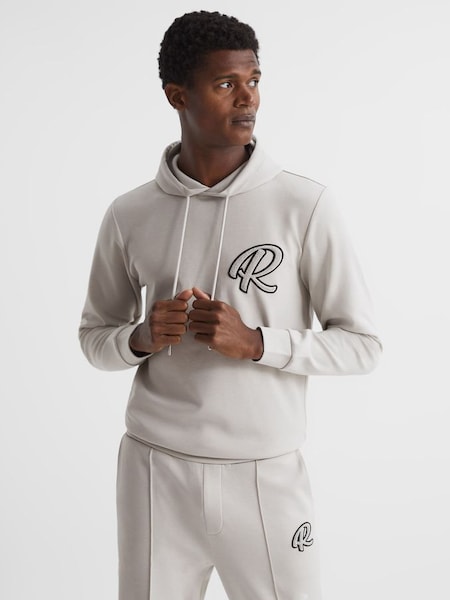 Loungewear-Kapuzensweatshirt mit Logo, gebrochenes Weiß (D00295) | 100 €