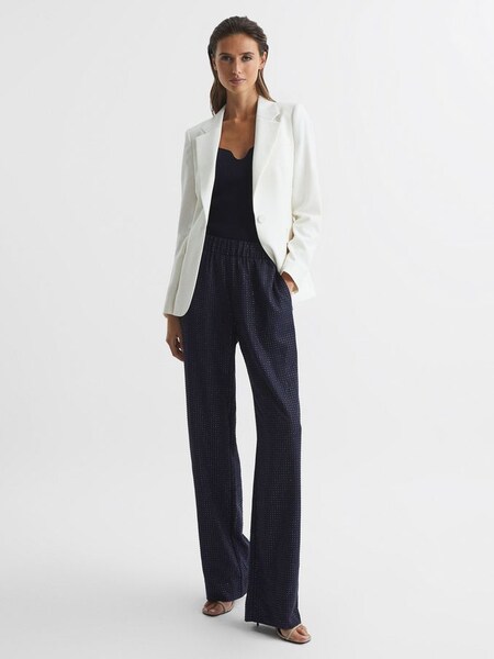 Wide Leg Embellished Trousers in Navy (D00327) | HK$1,731