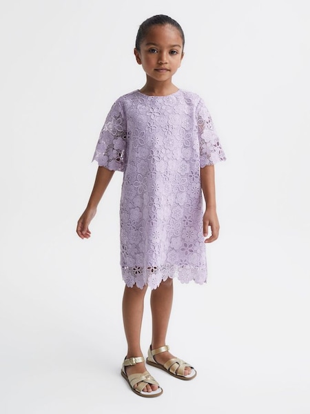 Junior Lace T-Shirt Dress in Lilac (D17099) | $113