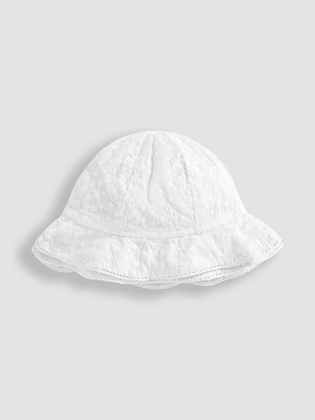 Broderie Anglaise Sun Hat in White (D18202) | $21