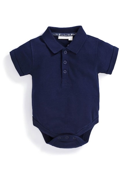 Polo Shirt Baby Bodysuit in Navy (D18207) | $19