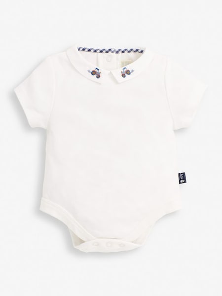 Tractor Embroidered Collar Baby Bodysuit in Tractor Embroidered (D18244) | $9