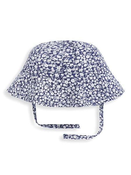 Navy Blue Ditsy Floral Floppy Sun Hat (D18247) | $24