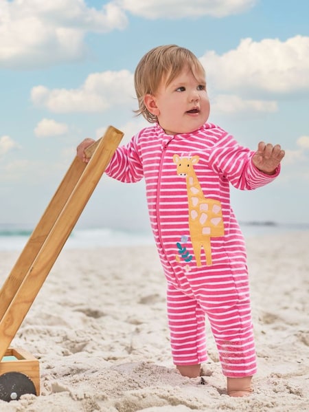 Pink Giraffe Towelling All In One (D18304) | €25