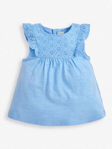 Girls' Pretty Embroidered Top in Blue (D18324) | $12