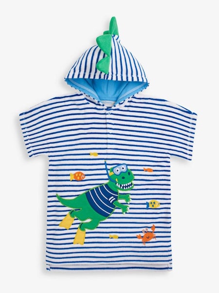 Boys' Dinosaur Towelling Hooded Poncho in Cobalt (D18578) | $39